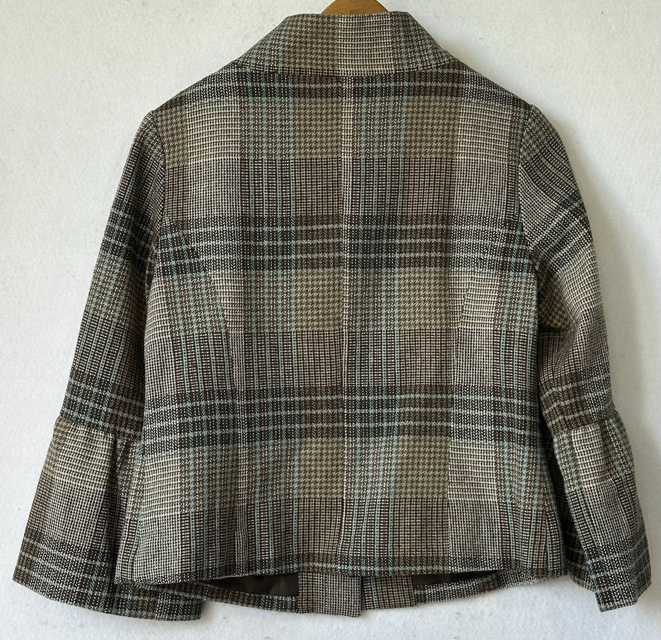 LAL Blazer Retro Chaqueta de Lana A Cuadros Preppy Otoño Armario Para Mujer Talla M Foto 2 de 4