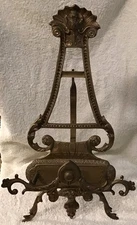 Vintage Metal Brass Easel Table Top Display Large Ornate 17” X 9.5”