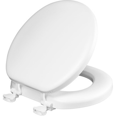 Mayfair Padded Toilet Seat, Cushioned Soft Vinyl over Wood Core Round, White 
