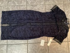 NWT WOMEN NAVY ELIZA J ILLUSION LACE MOCK NECK DRESS SIZE 10