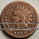 1886 Indian Head Cent Type 2 Low Mintage VG Details Solid Reverse JC1838