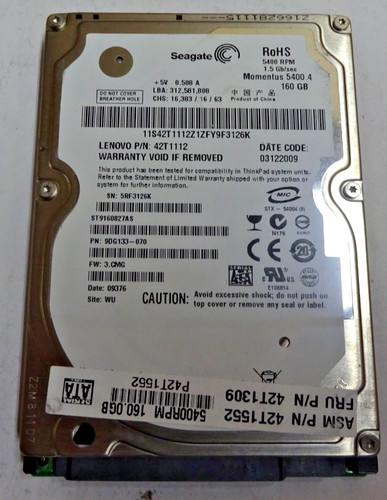 SEAGATE ***ST9160827AS *** 160 GB *** SATA HDD Notebook 2,5 Zoll #NFP1564