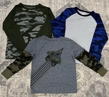 Kids Camouflage and Graphic Long Sleeve Shirt Set Size 5
