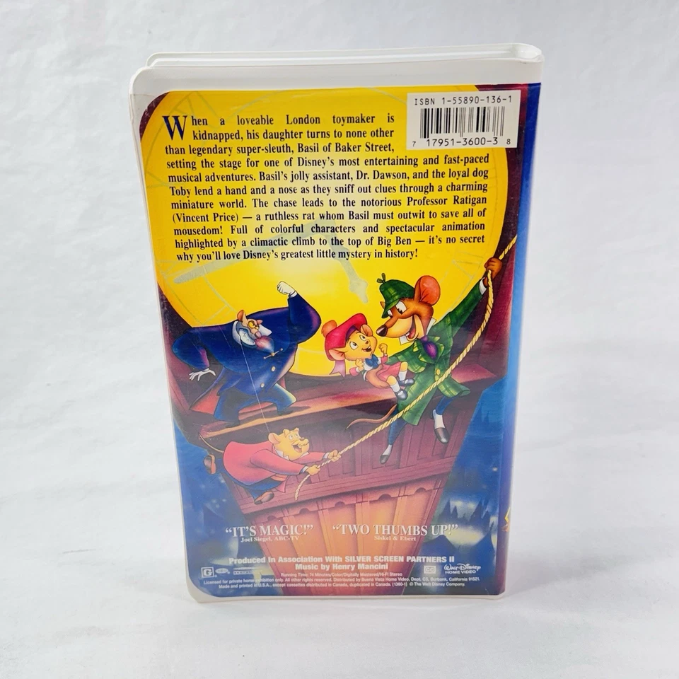 The Great Mouse Detective VHS Walt Disney Black Diamond Classic Clamshell - Image 2 of 4