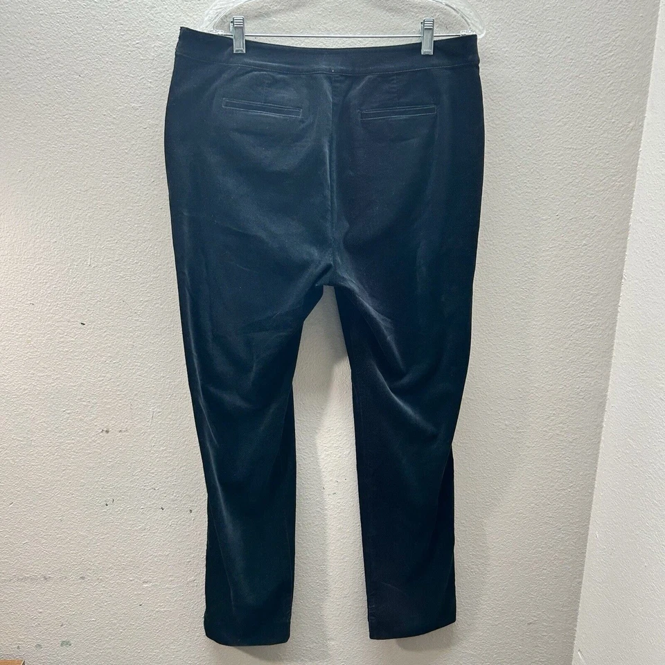 J. Jill Women's Velour Velvet Pants Size 12 Black Straight Leg Ankle Slacks - Image 3 of 4