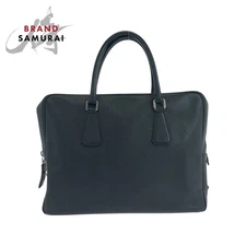 Excellent condition PRADA Saffiano Triangle Logo Plate Black Silver Hardware Lea