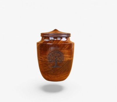Handcrafted Rosewood Cremation Urn   Tree of Life Engraved Wooden Funeral Urn
