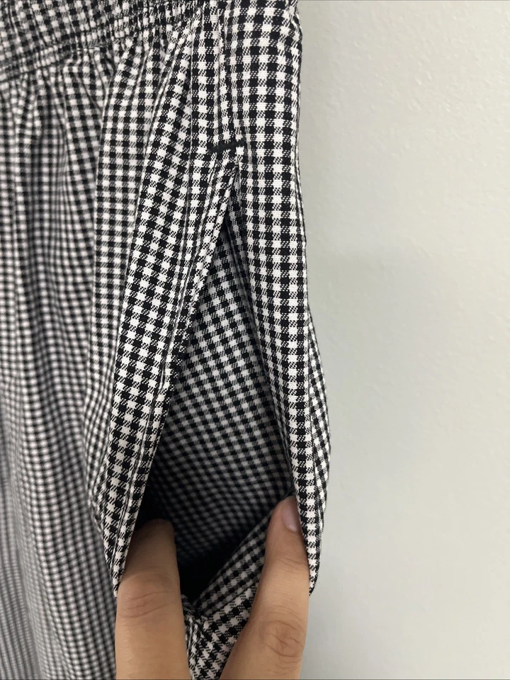 Chef Works Check Baggy Chef Pants Black &  White Elastic Waist Drawstring Large - Image 4 of 4