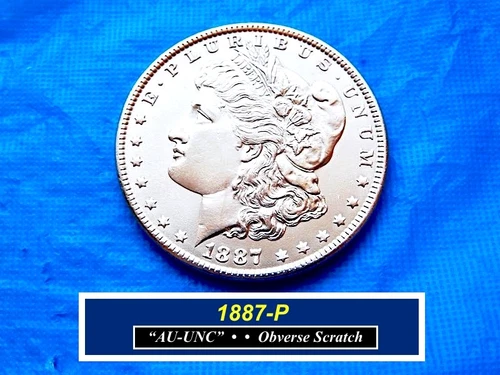 UNC ➳ 1887-P Morgan SILVER Dollar ➳ Obverse Scratch as Indicated  ➳ 587