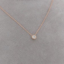 Wert 850€ Solitär Brillant Anhänger mit Kette 0,10ct 750 18 Karat Rosé Gold H911