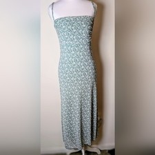 NWT See You Monday Floral Midi Dress Womens Sage Green Spaghetti Strap