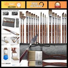 25pcs Professional Paint Brush Set - 9 Shapes for Acrylic, Oil, Watercolor Pal