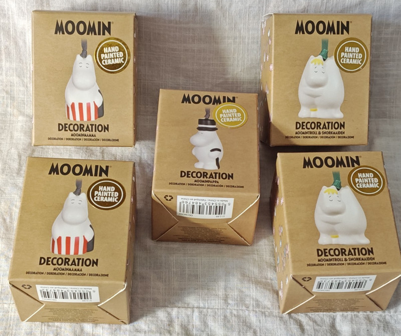 Moomin Hand Painted Ceramic Decorations Ornaments - Lot of 6 - New In Box