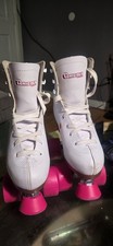 Chicago Skates White Quad Roller Skates Pink Wheels Size 3 Retro Rink Style 400