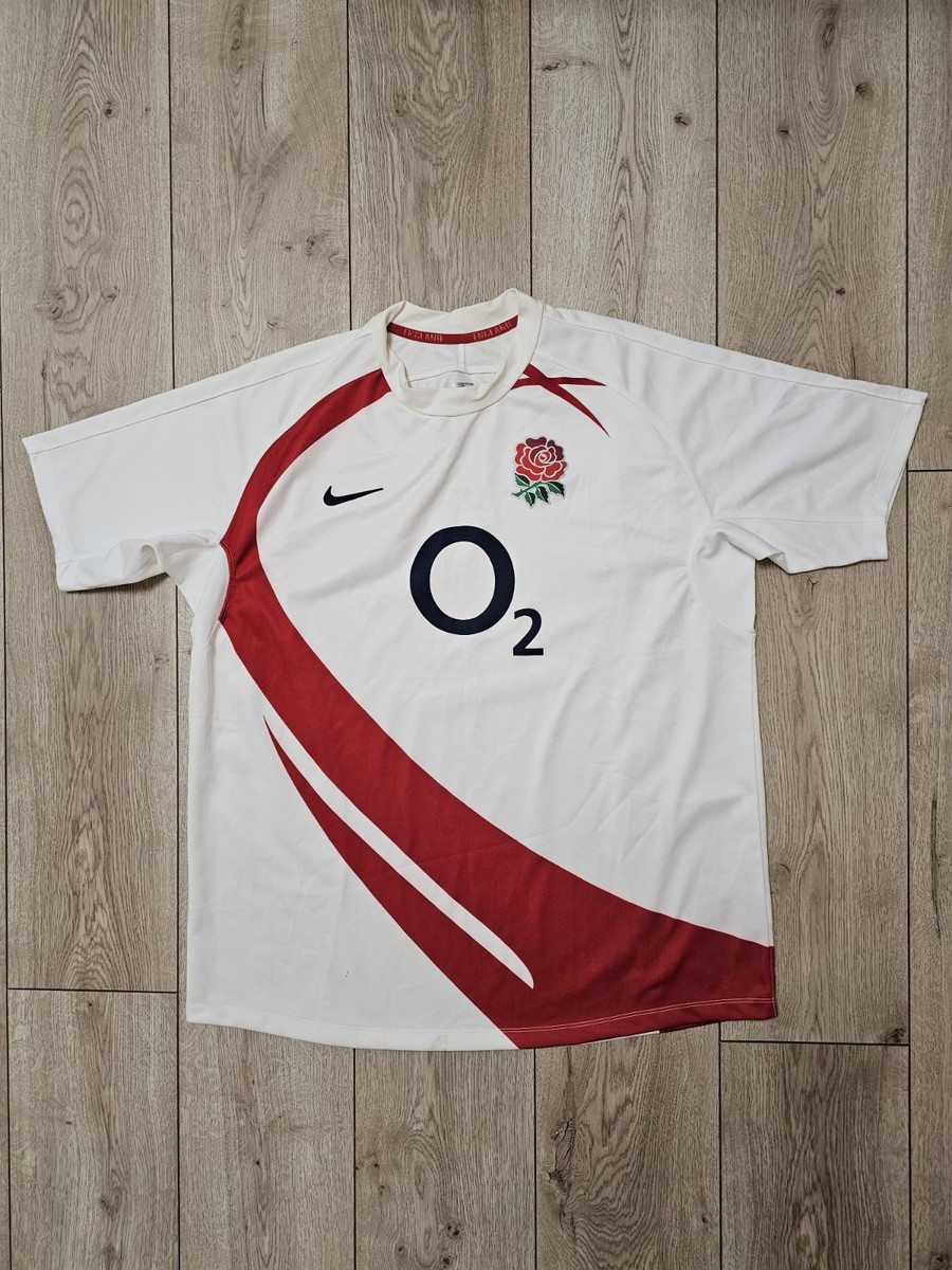 ENGLAND RUGBY JERSEY VINTAGE NIKE SHIRT RUGBY JERSEY O2 WHITE XL