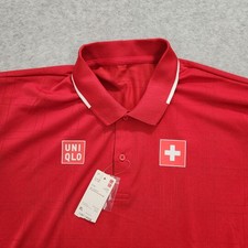Uniqlo Roger Federer Polo Shirt Mens XL Red RF Dry Ex 2021 Tokyo Olympics Tennis