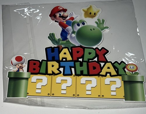 Super Mario Happy Birthday Banners Balloon Cupcakes Topper And More - Picture 12 of 13