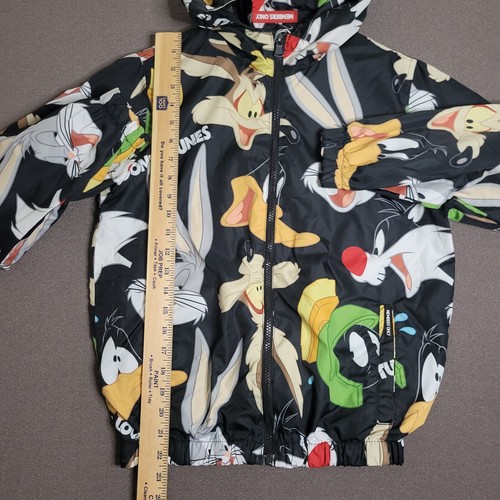 Members Only LOONEY TUNES Jacket Kids Size 18 Black Mesh Lining Windbreaker Coat - Picture 9 of 14