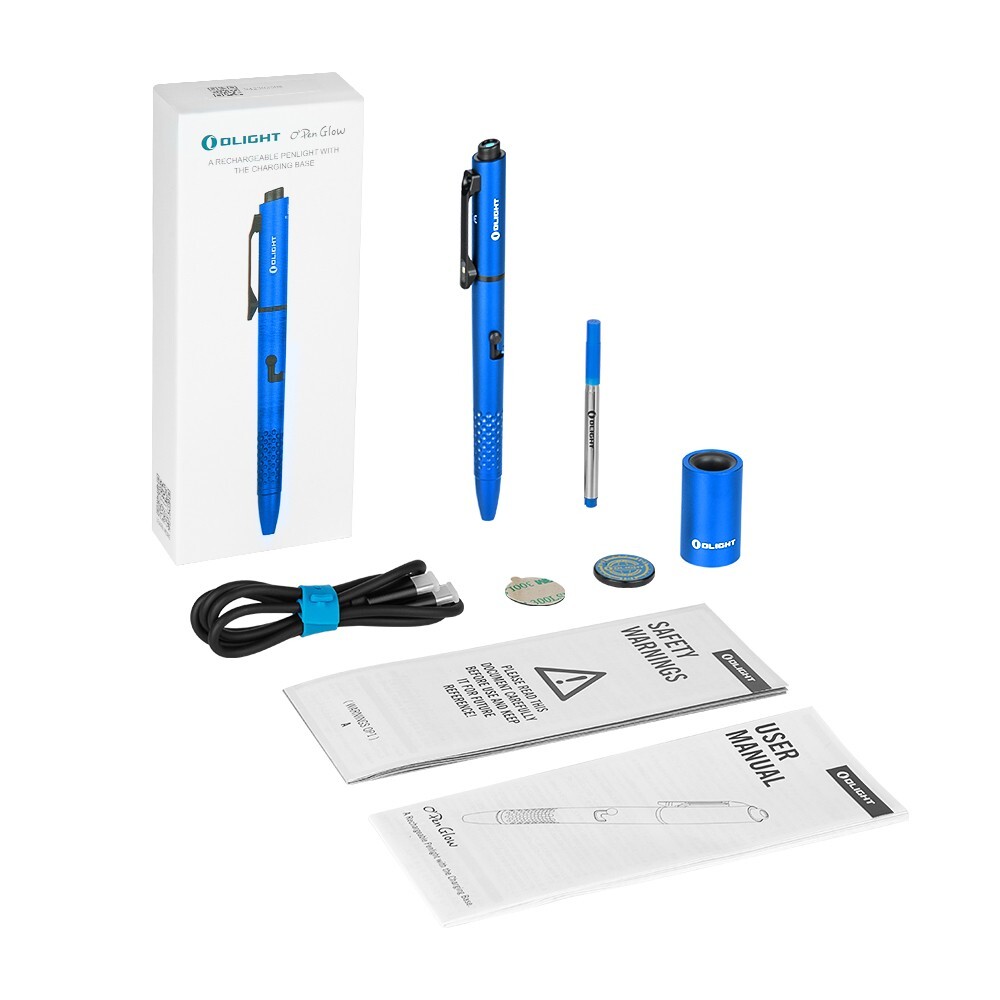 Olight Open Glow Blue Rechargeable Penlight, LED/Green Laser, 120