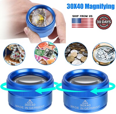 2× Magnifying Glass 40X30 Watch Repair Jewelry Eye Loop Pocket Optical Magnifier