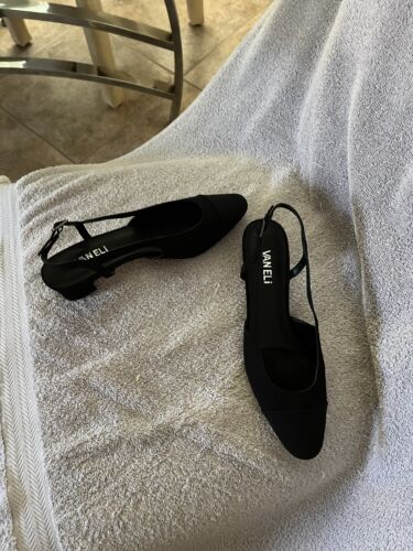 NIB $165 SIZE 7.5 M BLACK VANELi Womens Aliz Slingback Pumps Dress shoe