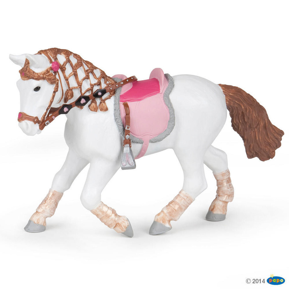 Papo 51526 Walking Pony White Horse model horse with tack horses toy pony toys