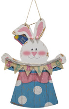 Easter Spring Colorful Hanging Happy Bunny Door Wall Decor Sign 11" x 15" New