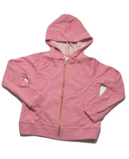 J.CREW CREWCUTS GIRLS HEATHER PINK FRENCH TERRY FULL-ZIP HOODIE Sz L