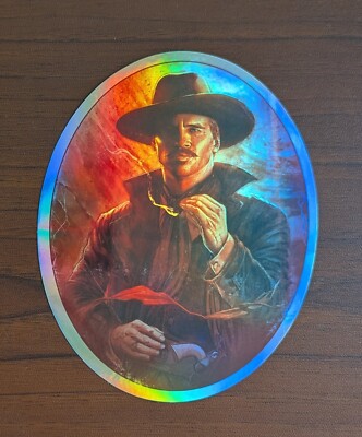 Doc Holliday Tombstone FOIL Sticker Art By Barret Chapman Huckleberry Mondo SDCC