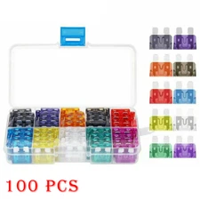 100Pcs Standard Blade Fuse Assortment Auto Car Motorcycle SUV FUSES Kit APM ATM