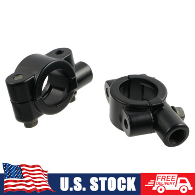 Pair Of 1" Handlebar Mirror Clamps - Silver 8mm Adapters For Cruiser & Cafe Racer Motorcycles - View #7