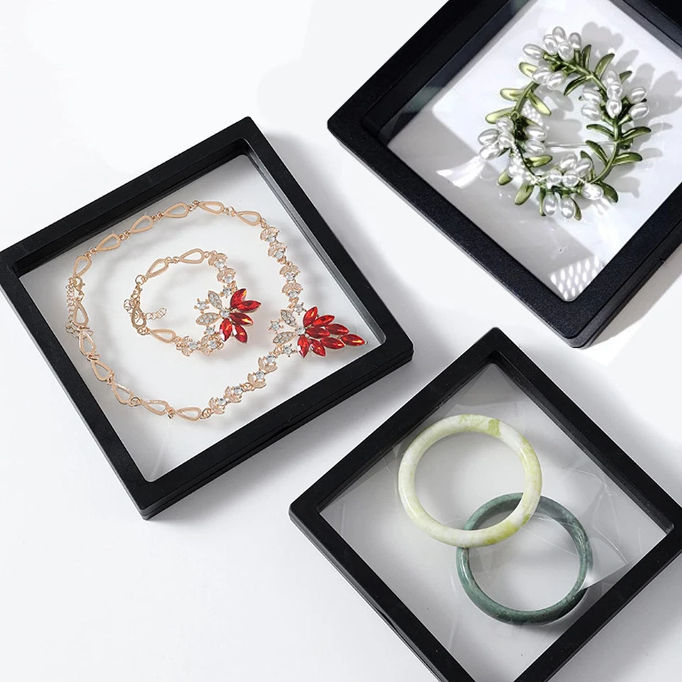 "Paquete de 4 vitrinas flotantes 3D 7X7X0,8"" marco flotante de exhibición de monedas para AA Meda" Foto 3 de 4