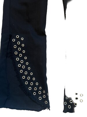 MISA BLACK JEANS Bell bottom Wide Leg Flare Rivets NWT SZ 24 $224