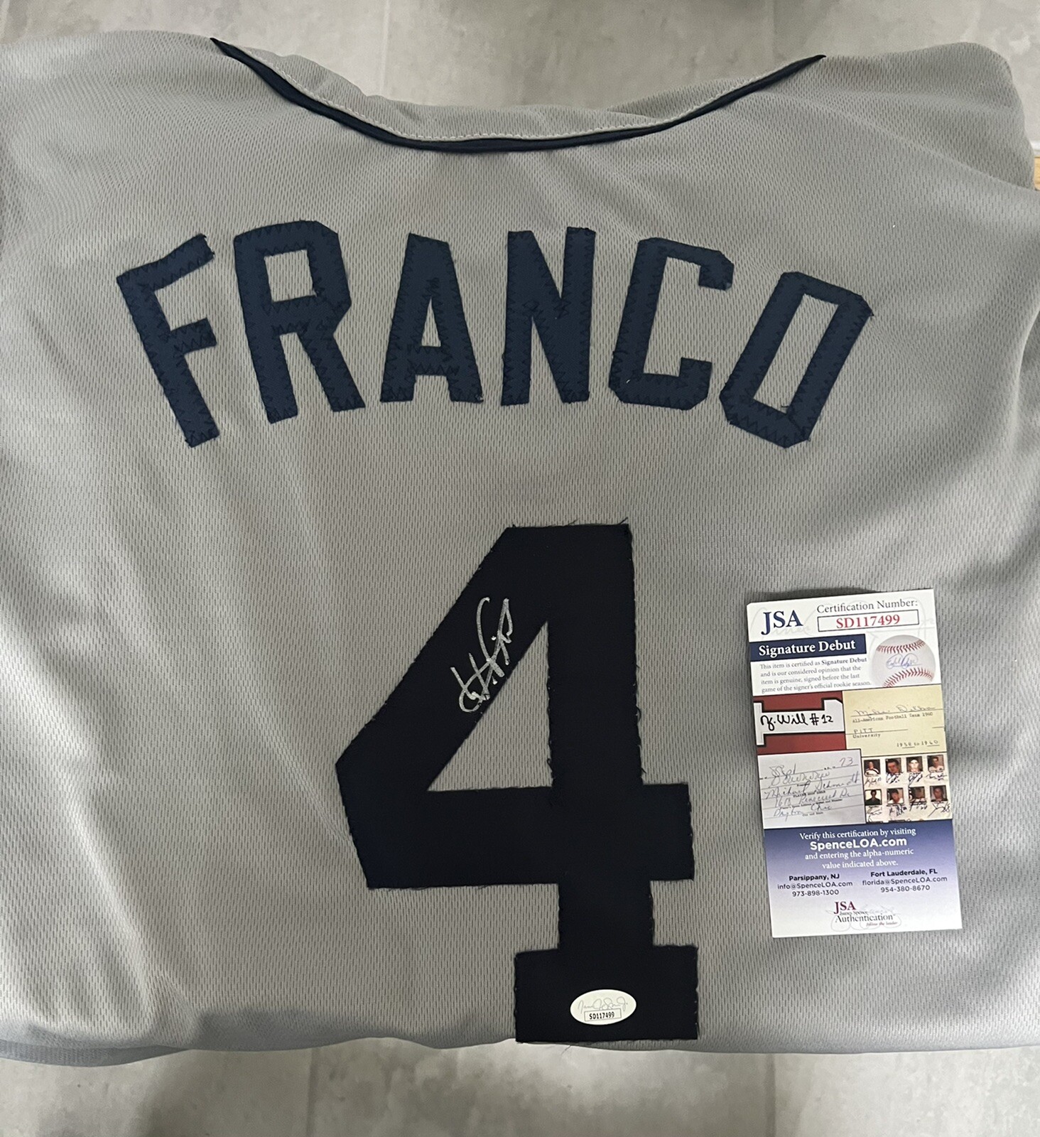 Wander Franco Autographed Signed Tampa Bay Devil Rays Jersey JSA 