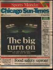 Chicago Sun-Times Aug 8, 1988 Cubs Wrigley Stadium Lights, Gulf War 110121WEEM