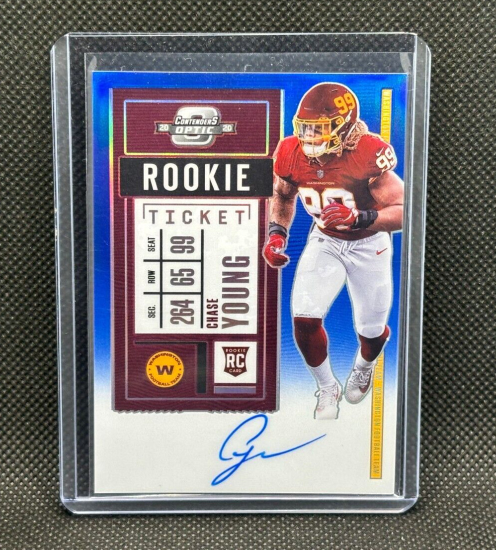 2020 Contenders Optic Football CHASE YOUNG Rookie Ticket Auto Blue 52/75 #102