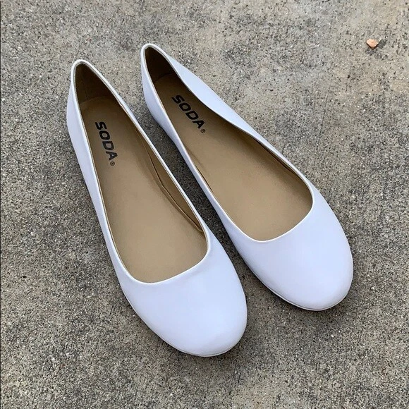 Soda Shoes Casual Ballet Flats Vegan Synthetic Basic White PU AFAR | eBay