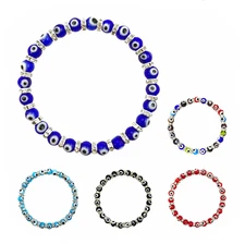 Evil Eye Stretch  6mm Beaded Bracelet  #2281