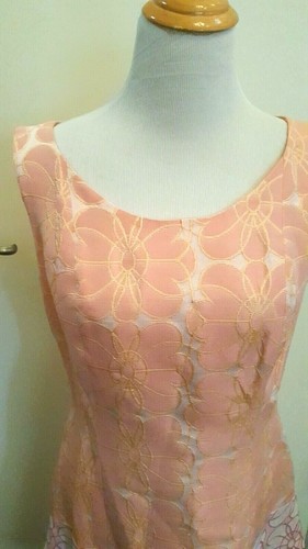 B Michael America Size 12 A Line Pink Brocade Floral Dress W Bolero Jacket Lined - Picture 9 of 12