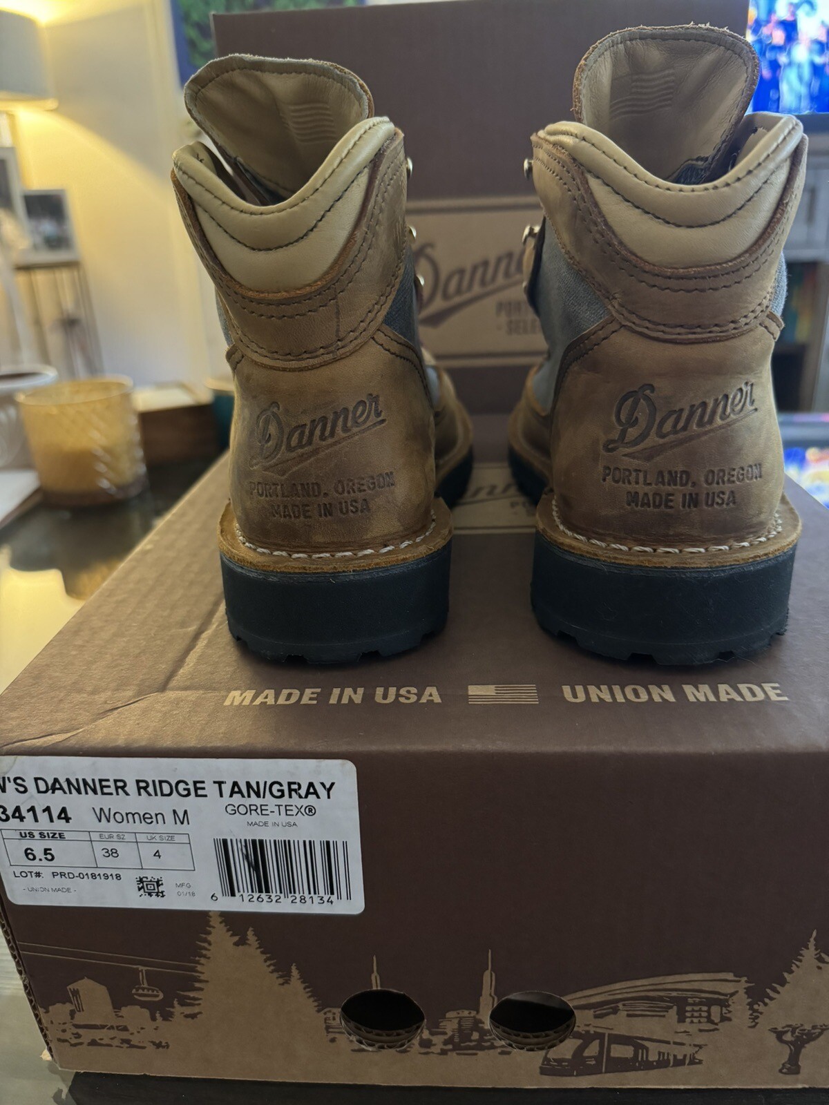 Danner Ridge Tan/Gray Gore-tex Leather & Canvas Boots, Size 6.5 Made in ...