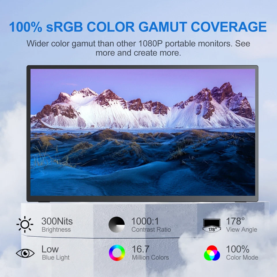 120Hz Touch Portable Monitor, 18,5 Zoll Tragbarer Mobiler IPS Bildschirm FHD HDR - Bild 3 von 4