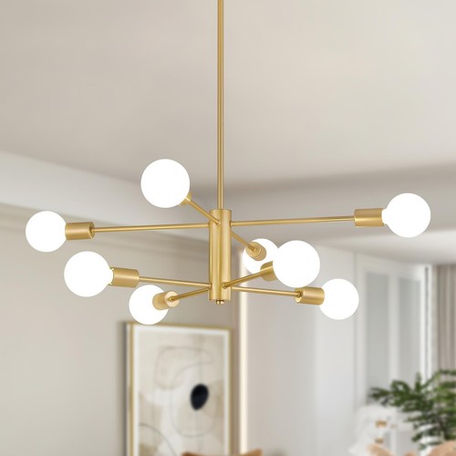 Gold Sputnik Chandelier 8 Light Modern Industrial Mid Century Modern ...
