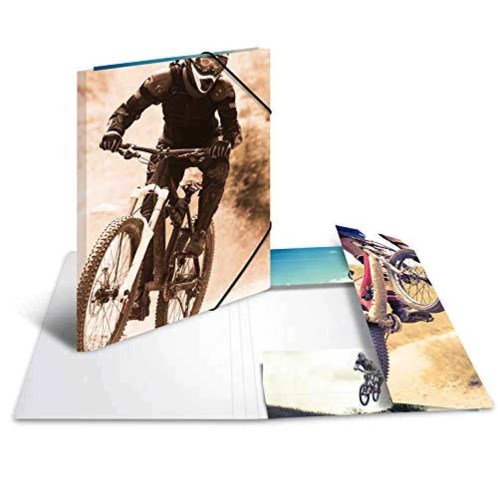 (TG. DIN A3) Herm, Cartella porta documenti, DIN, in cartone motivo mountain bik