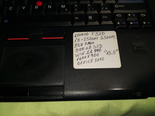 LENOVO THINKPAD T520 I5-2520M 2.5GHZ 8GBRAM 500GB SSD WIN 11 PRO 1600X900 - Picture 10 of 17