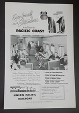 Original Union Pacific Railroad Train Print Ad Mid-Century 1940s CA Vintage
