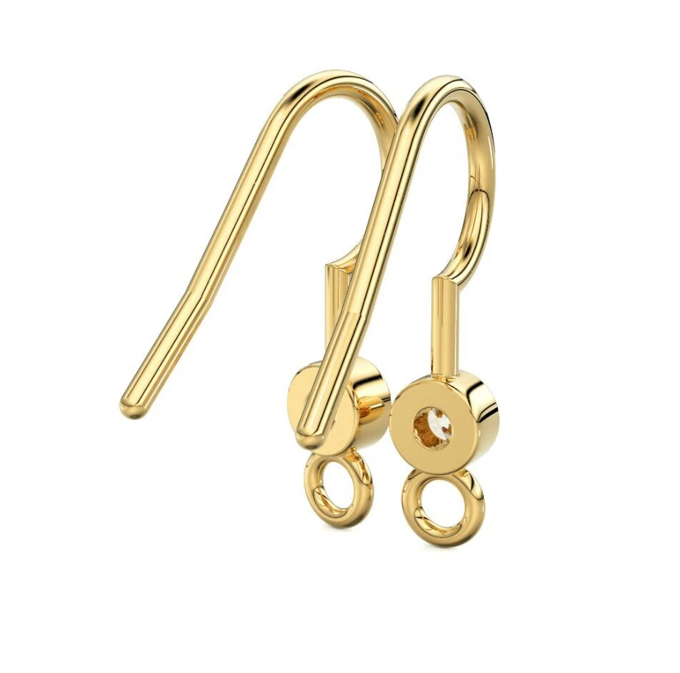 Pendientes de oro amarillo macizo de 14K para encontrar alambre de diamante natural hallazgos de joyería. Foto 4 de 4