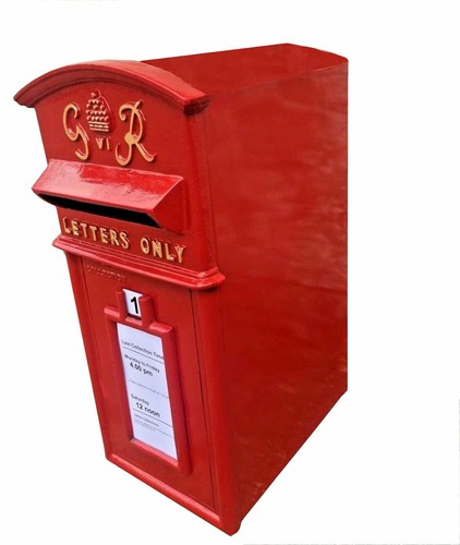 GR Post Box Cast Iron Postal Box Red British Mailbox LARGE Floor Mounting - Picture 3 of 4