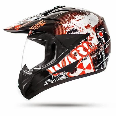 ATO MOTO Crosshelm mit Visier Schwarz Größe L Quad ATV Enduro Helm Motorradhelm Motocross