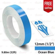OCEAN BLUE 1/2" 12mm Roll PIN STRIPE Car Striping Line TAPE Decal Vinyl Sticker