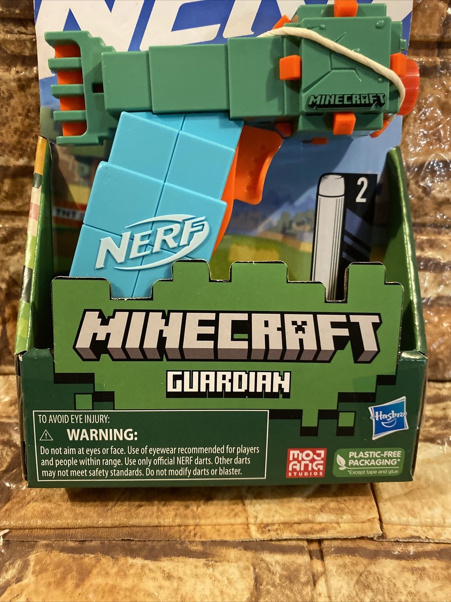 NERF MicroShots Minecraft Guardian Blaster 2 Official Elite Darts